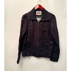 Converse One Star Mens Black Full Zip Lined Jacket Point Collar Size S